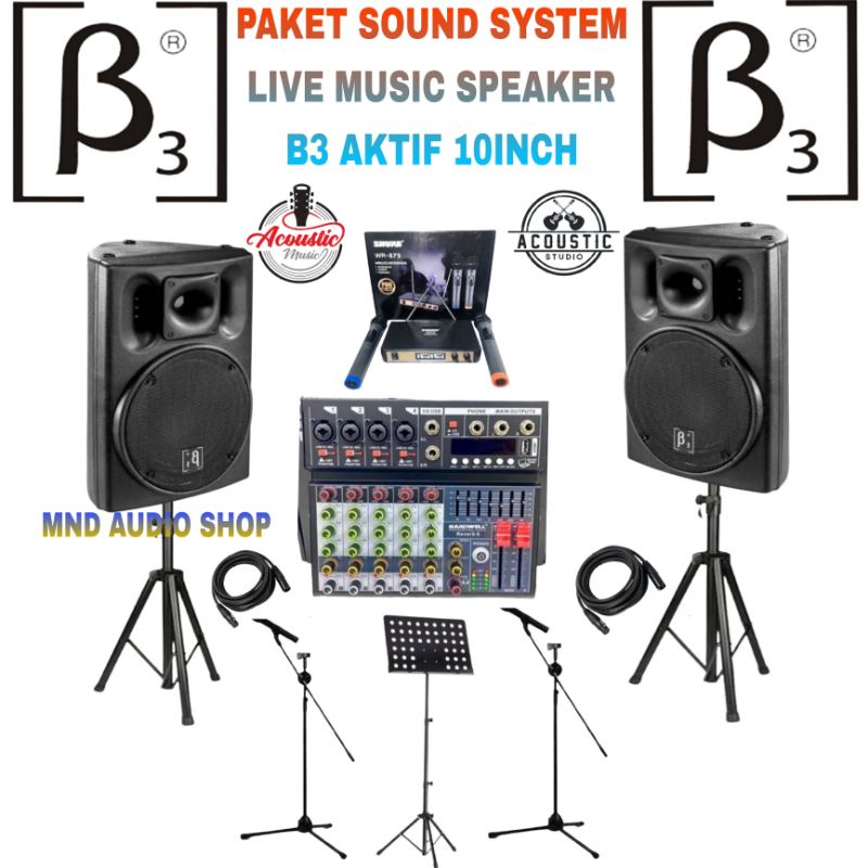 Jual Paket Sound System Live Music Speaker Aktif B3 10inch +mixer Mic ...