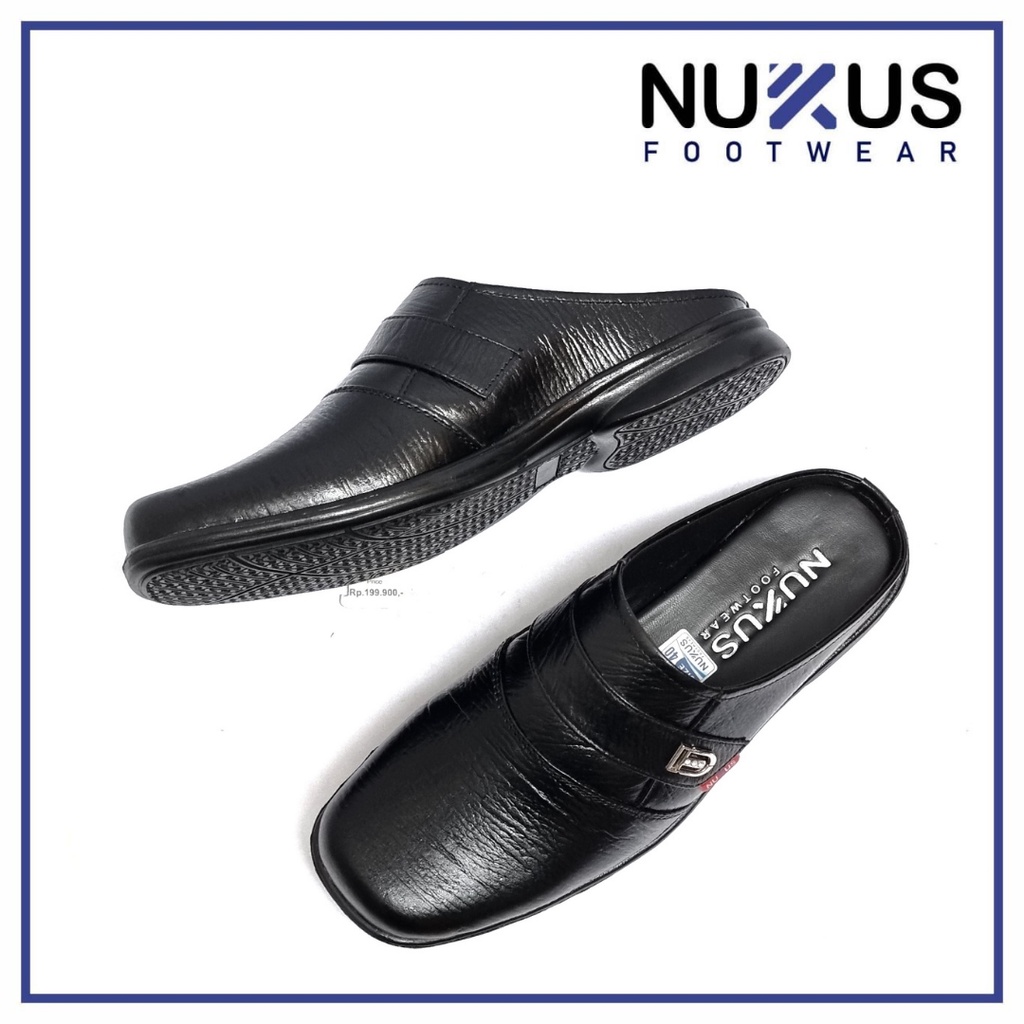 Nukus Sandal Selop Pria Kulit Asli Hitam - SL 61