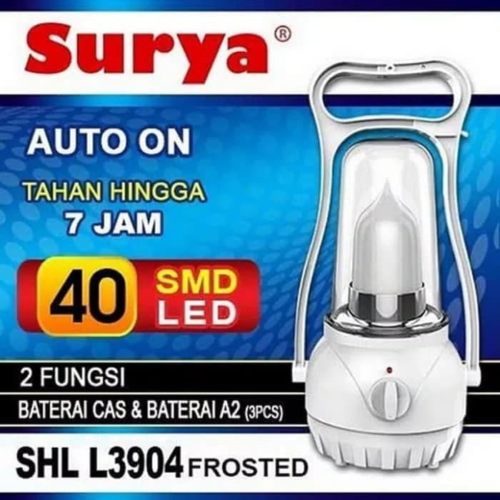 Surya Lampu Emergency Petromak SHL L3904x Frosted SMD 40 LED with Dimmer Switch Rechargeable 7Hours