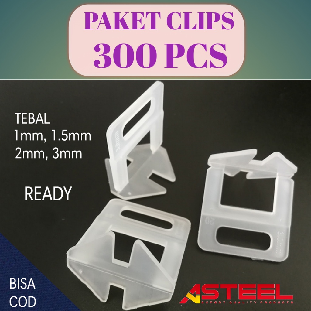 ASTEEL Paket Klip 300 pcs alat perata pasang keramik tile spacer leveling system model pasak hemat