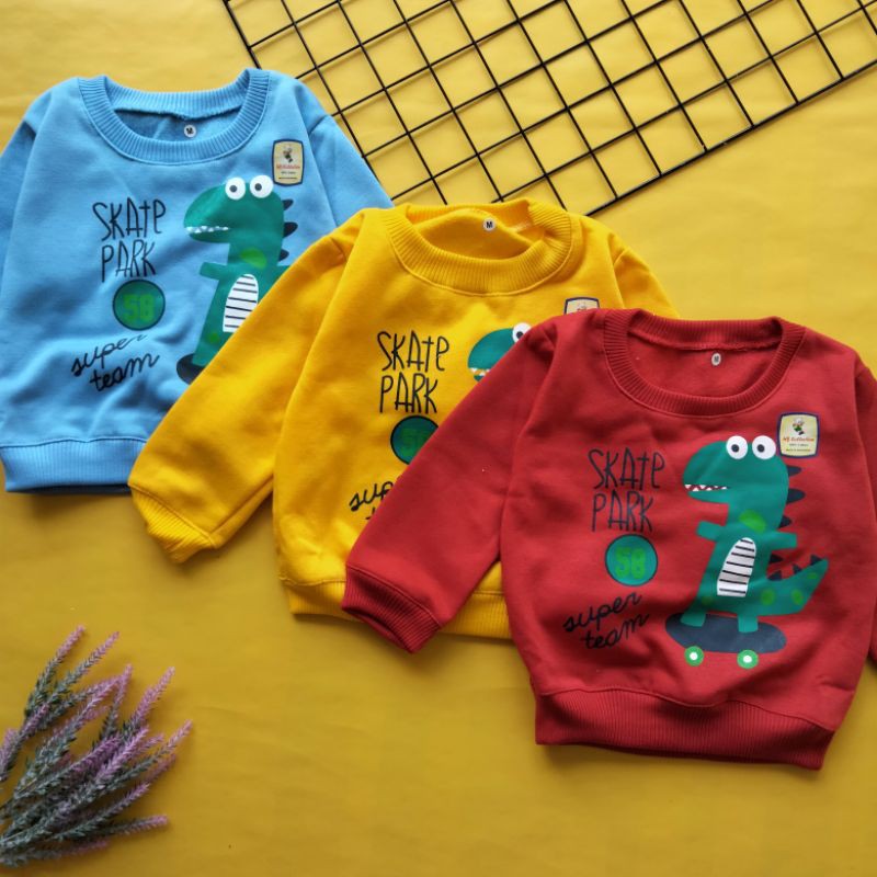 sweater mantel bayi motif dino 1-2 thn