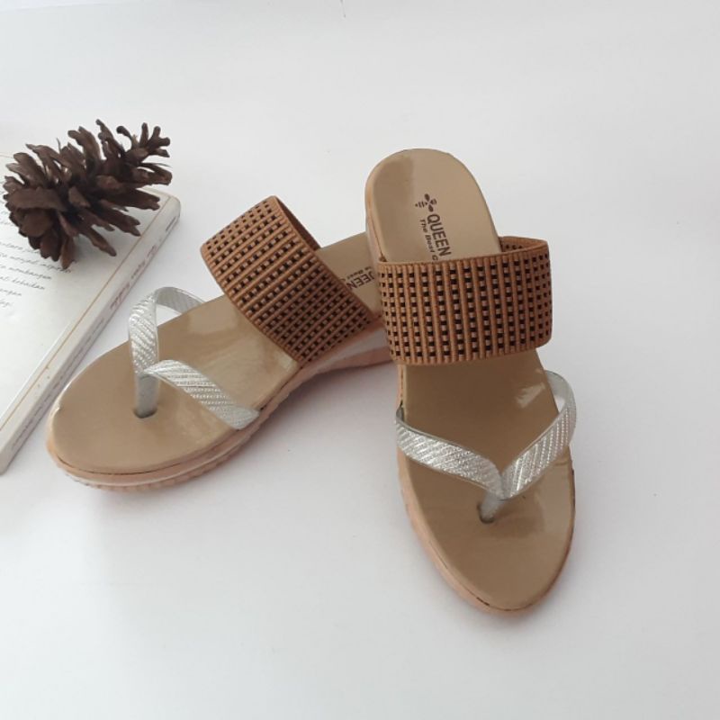 Sandal anak perempuan wedges japit selop | sandal party hak wedges anak perempuan