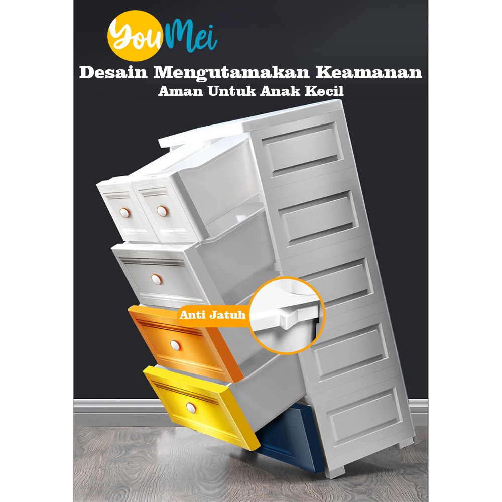 Lemari Laci Plastik  Penyimpanan Pakaian Anak / Dewasa Susun  Cabinet Drawer 3 4 5 Tingkat - 1228