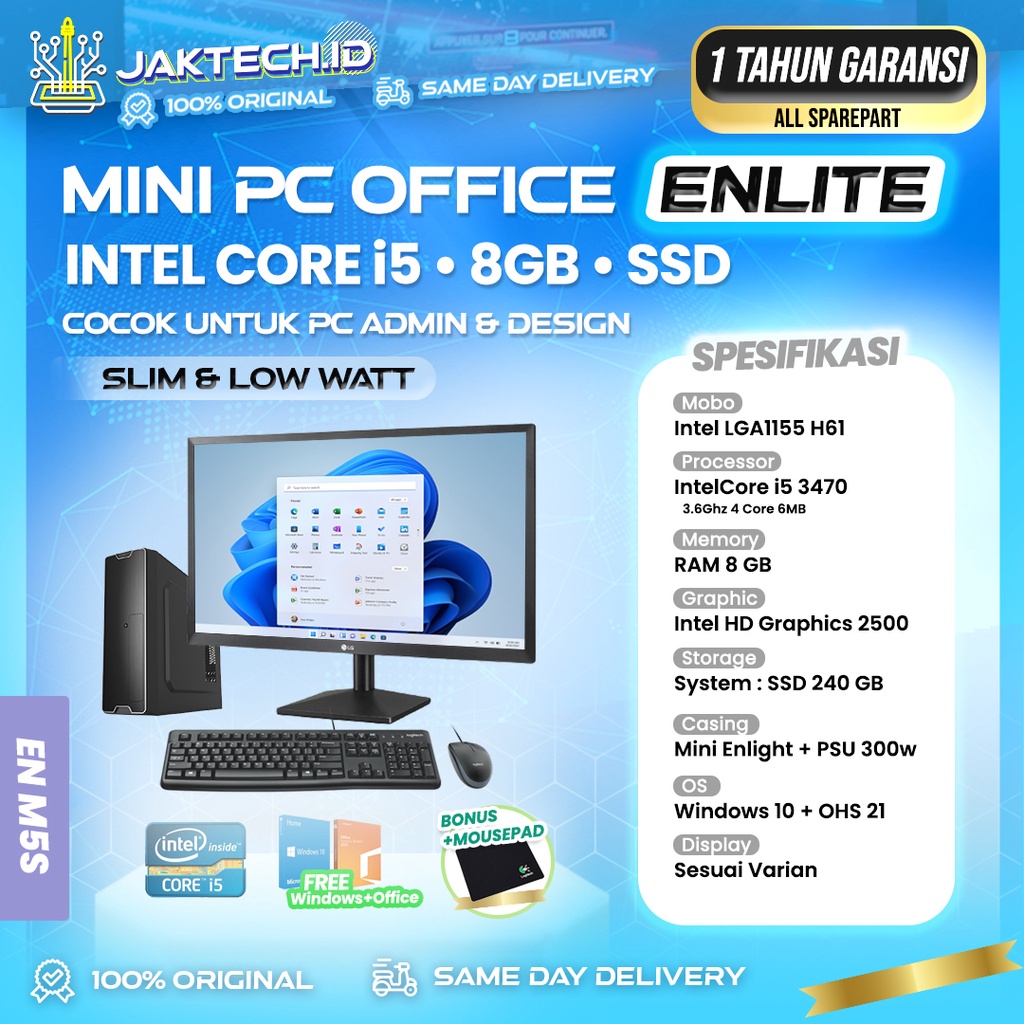 Mini PC Rakitan Intel Core i5 / Ram 8GB / SSD