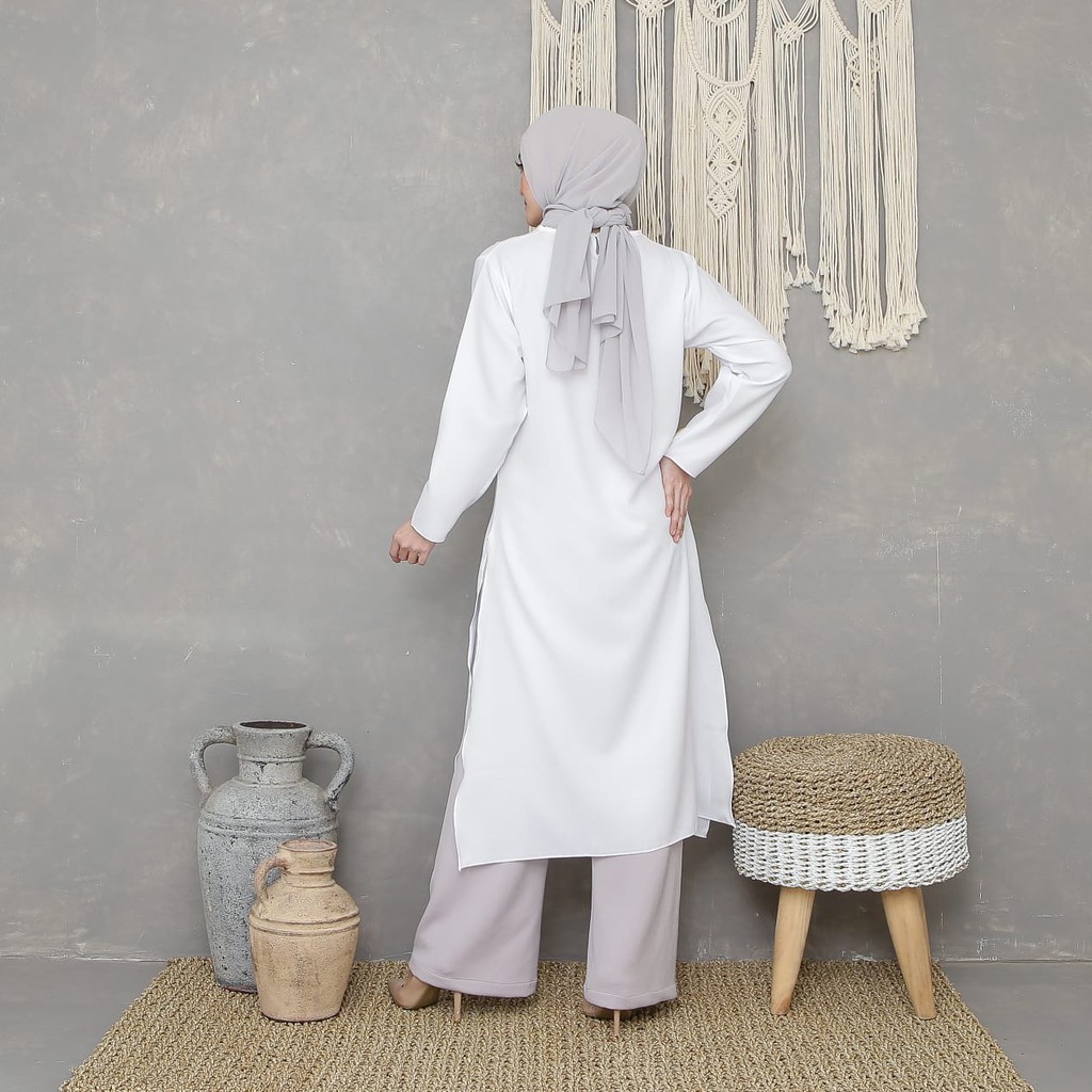Femes Atasan Tunik Belah Polos / Long Tunik Wanita-3