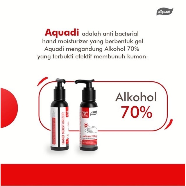 Hand sanitizer AQUADI 50ml moisturizer ALKOHOL 70% BPOM RESMI Antiseptik