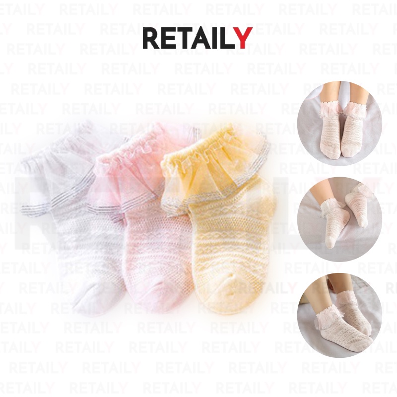 Retaily KS12 Kaos Kaki Renda Bayi Perempuan Katun Baby Socks Nyaman