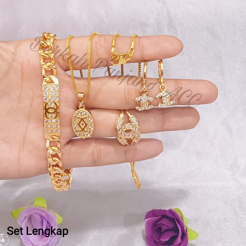 SET DEWASA BRANDED DIAMOND perhiasan super berkelas fashion korea anti karat dan anti luntur