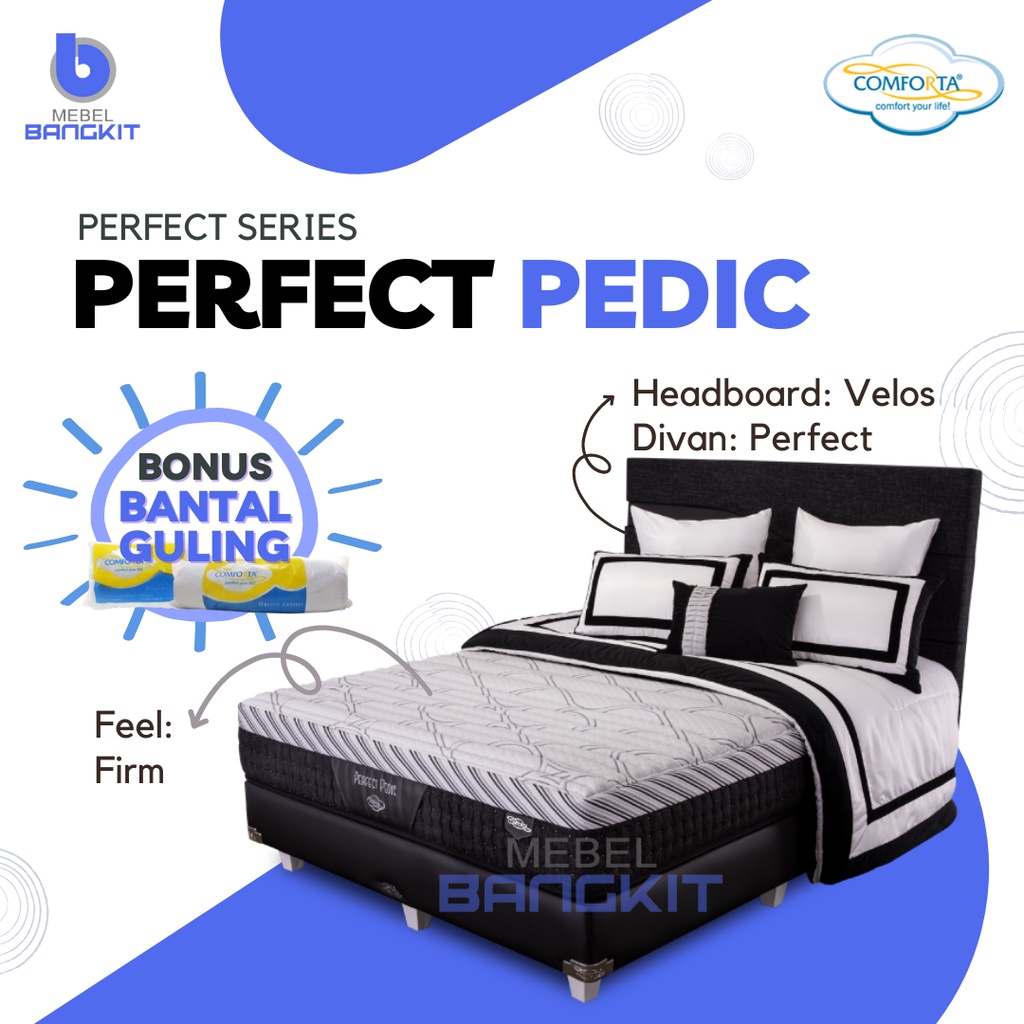 Matras Comforta Perfect Pedic (Firm/Keras) Spring Bed saja/Set (90x200 100x200 120x200 160x200 180x2