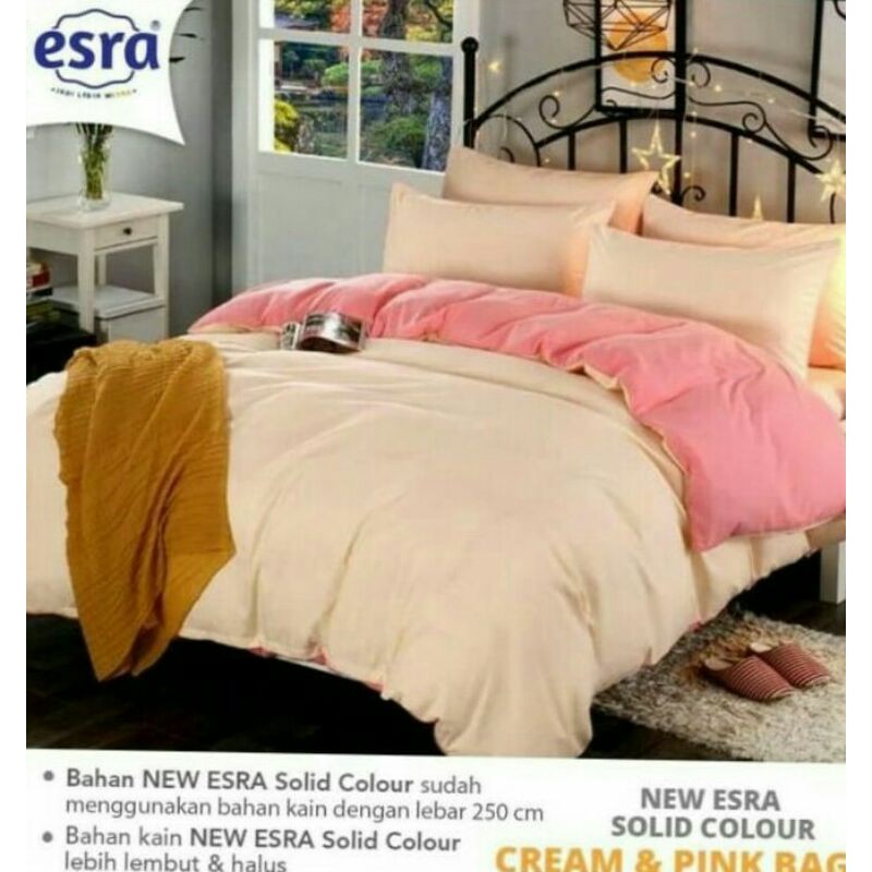 Sprei katun motif Esra CREAM&PINK BAG ukuran 90*200-200*200
