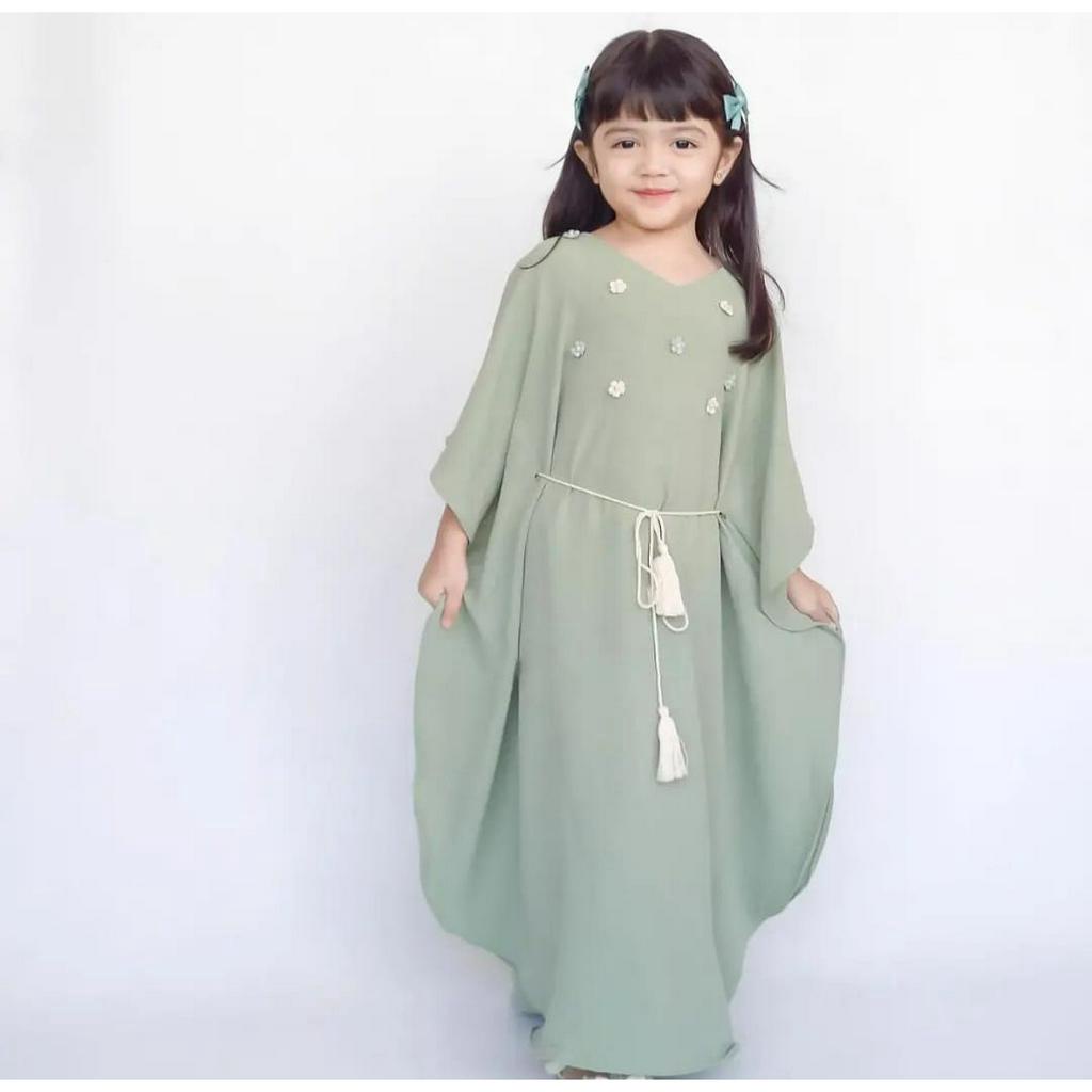 TERBARU Khalisa Kaftan Kids Usia 6-8-9-12 TAHUN Ukuran XL-L Bahan Cringkel Air Flow Import Baju Anak Perempuan Kekinian 2023 Outfit Muslim Anakk