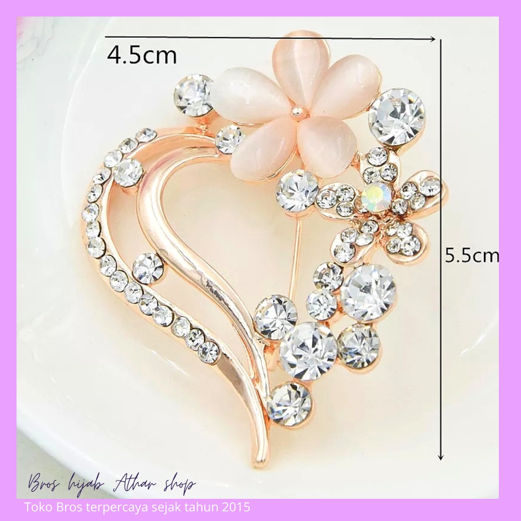 Bros Jilbab Love Hati Pin Hijab Heart Cinta Bunga Cat Eye Bross Permata Import Premium Brooch Wanita By Athar Shop