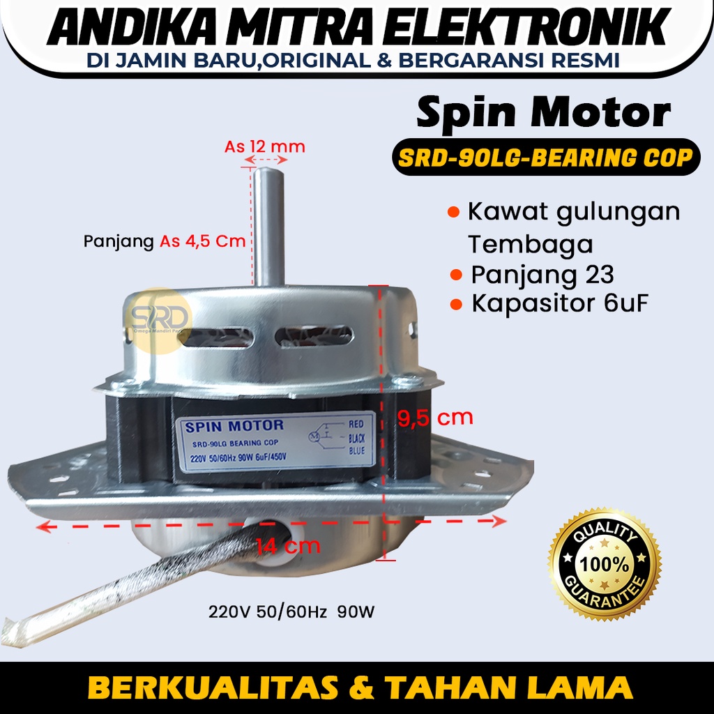 (J) Dinamo Tembaga Pengering Mesin Cuci Bearing As 12 mm Merk LG SRD 90LG Bearing COP Berkualitas dan Tahan Lama