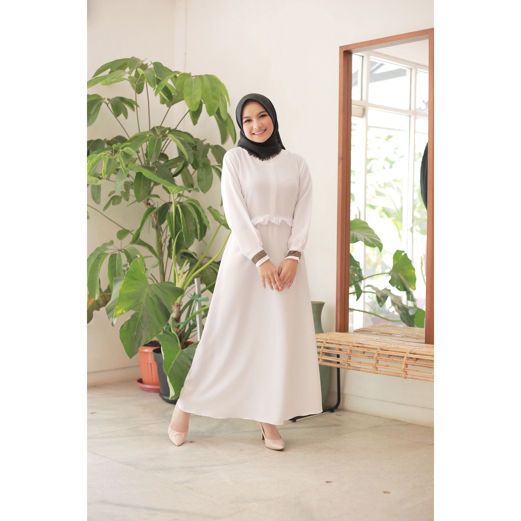 Gamis Putih Wanita Kekinian Gamis Terbaru  gamis putih jumbo Gamis Remaja Brukat Gamis Jumbo Kondangan