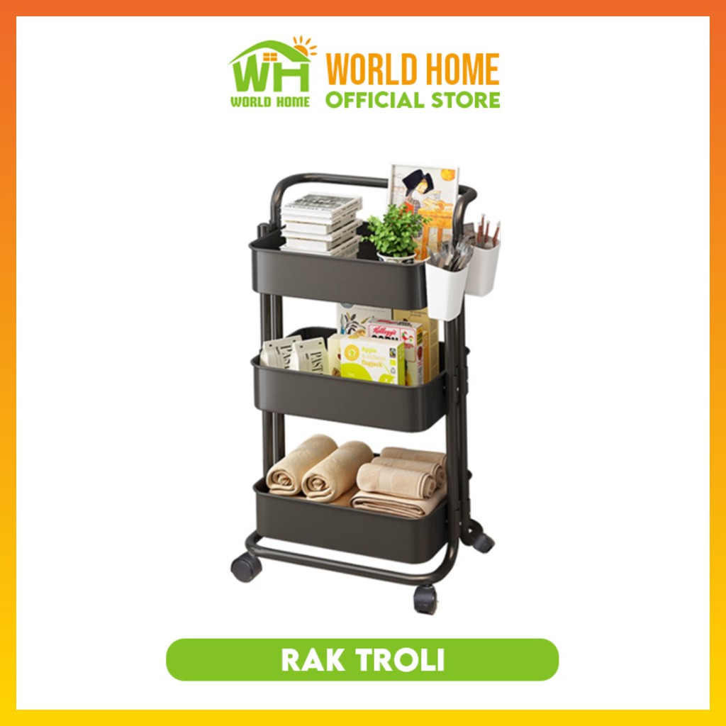 Rak Susun Beroda Rak Troli Rak Penyimpanan Rak Susun Serbaguna XTC-1 WHFURNITURE