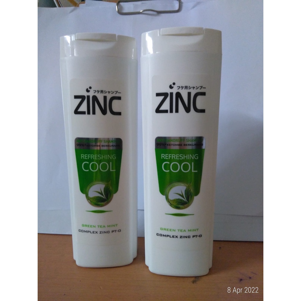 Zinc Refresh Cool Shampoo 340ml Green Tea Mint Anti Dandruff 99% ketombe berkurang Complex Zinc PT - O