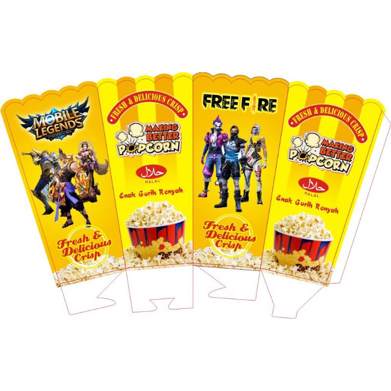

kertas kotak popcorn ukuran 12x6 seri terbaru promo stok terbatas