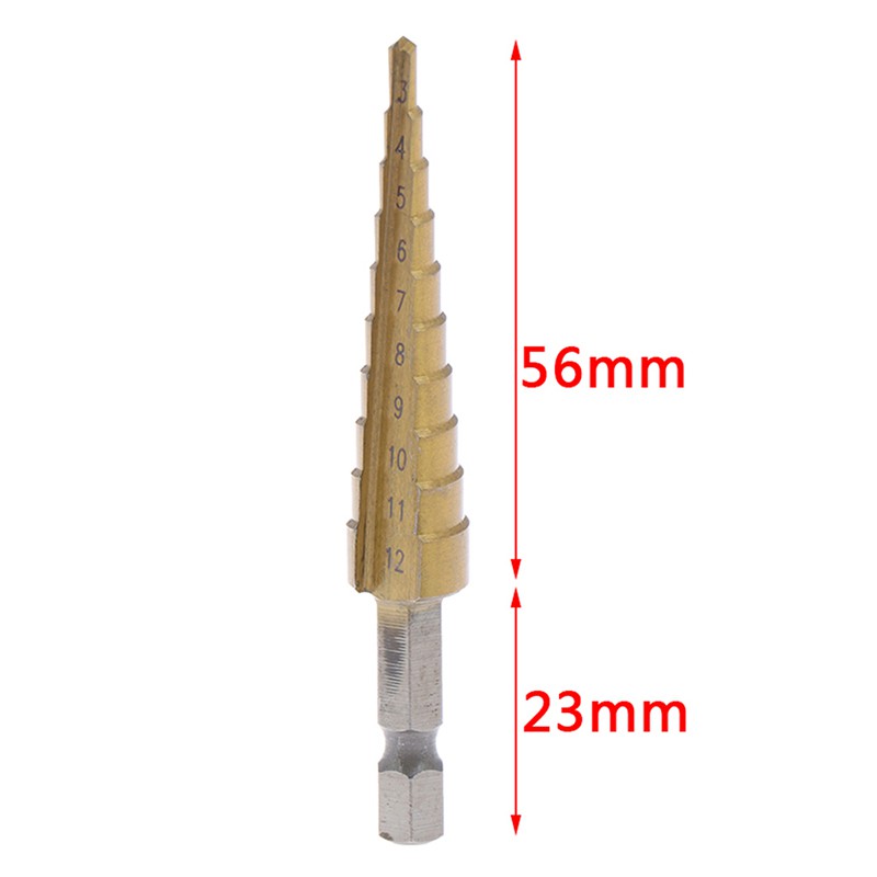 3-12mm Coated Stepped Drill Bits Hex Handle Drill Bit Metal Drilling Power Too