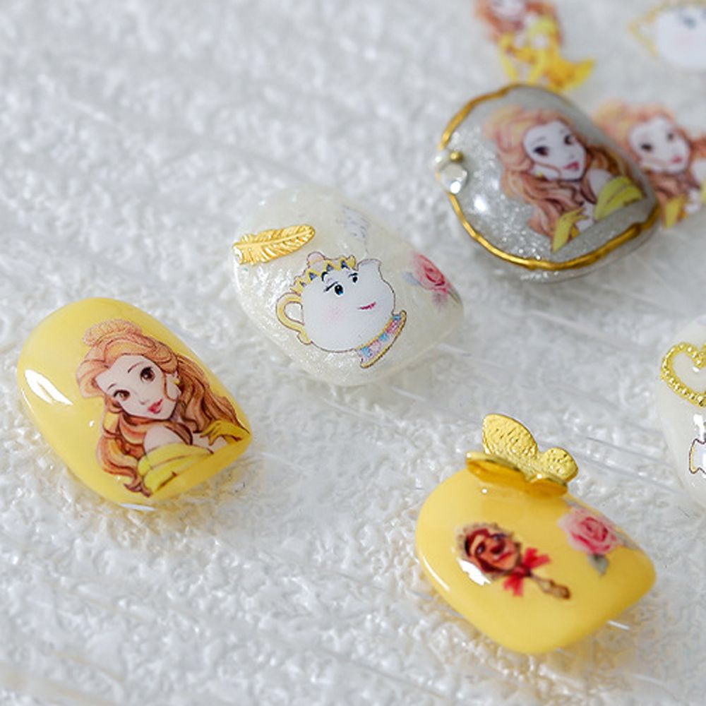 MXBEAUTY Cute Princess Nail Decals Teapot DIY Nail Art Decorations Cartoon Nail Stickers Shell Love Fashion Thin Tough Flowers Self Adhesive Manicure Accessories