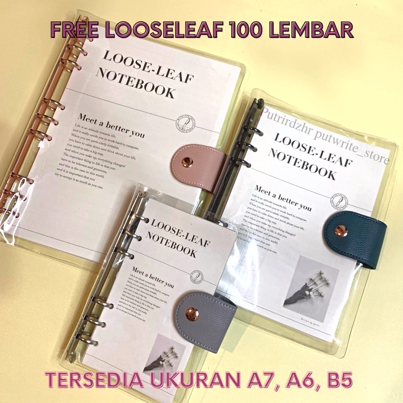Binder 6 Ring 100 Lembar Elegant Premium Binder Loose Leaf A6 A5 B5