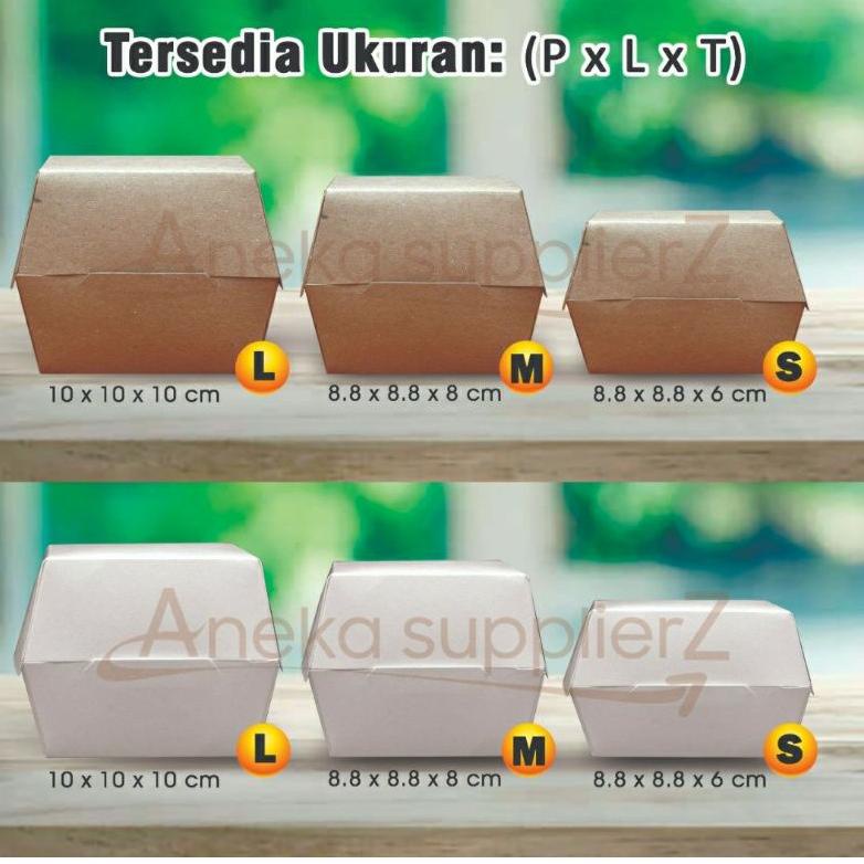 

[KODE PRODUK FYZPJ8384] Kotak Box Burger | KRAFT COKLAT - M (50 PCS)