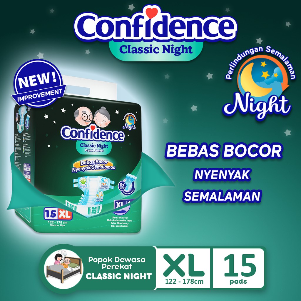 Confidence Classic Night Popok Perekat Dewasa XL15 - XL 15