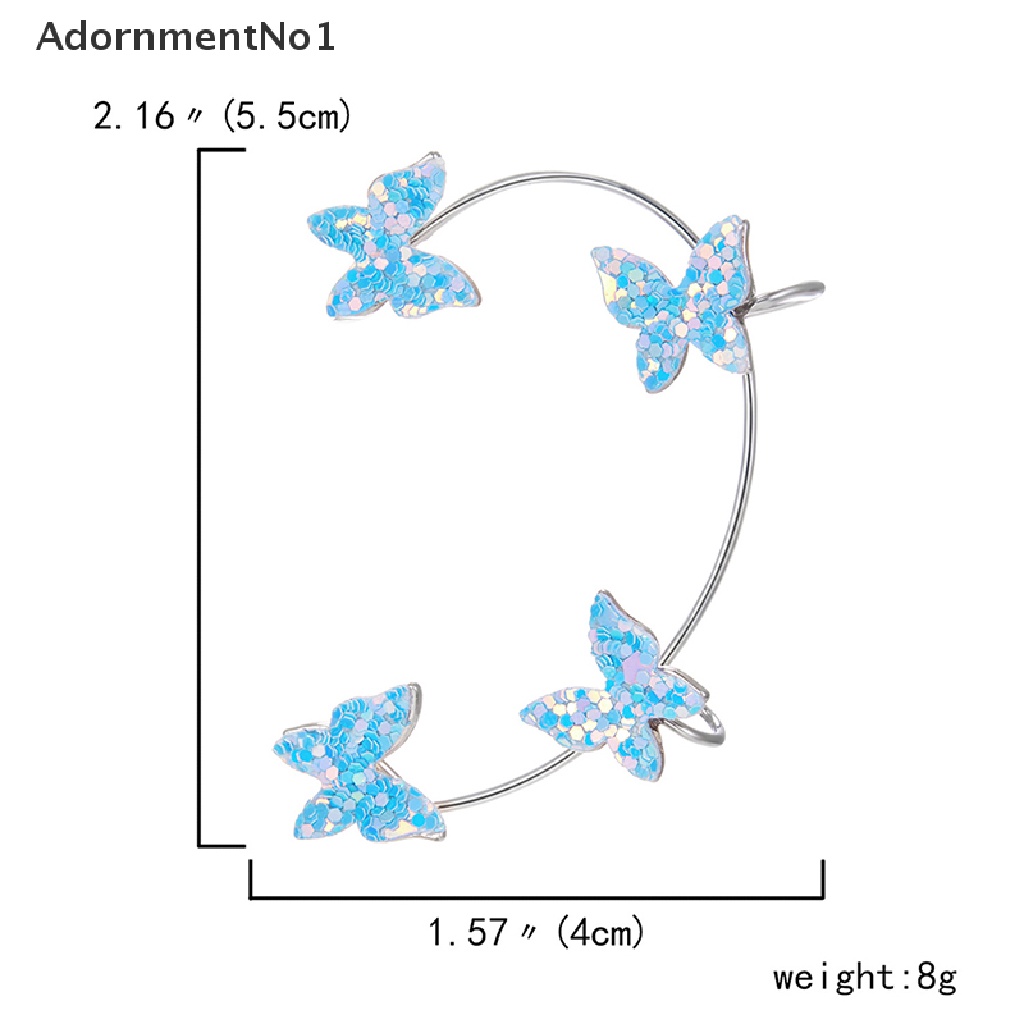 (AdornmentNo1) Anting Klip Tanpa Tindik Gaya Korea Bentuk Kupu-Kupu Aksen Zircon Untuk Perhiasan Wanita