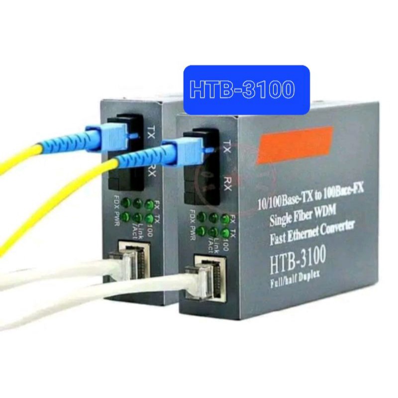 Netlink HTB-3100-A/B Media Converter Fiber Optic FO 10/100 (sepasang/2 unit)