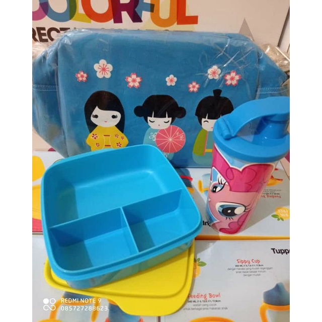 Set Lunch box tupperware murah paket ponny (tanpa tas)  tepak makan sekolah anak tepak sekolah
