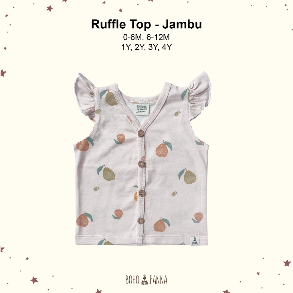 BOHOPANNA Ruffle Top Print Atasan Motif Anak Anak Perempuan 0 - 4 Tahun