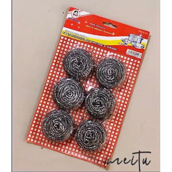 Sabut Cuci Besi Anti Karat 1 PCS ISI 6 / Merek GOOD WIFE