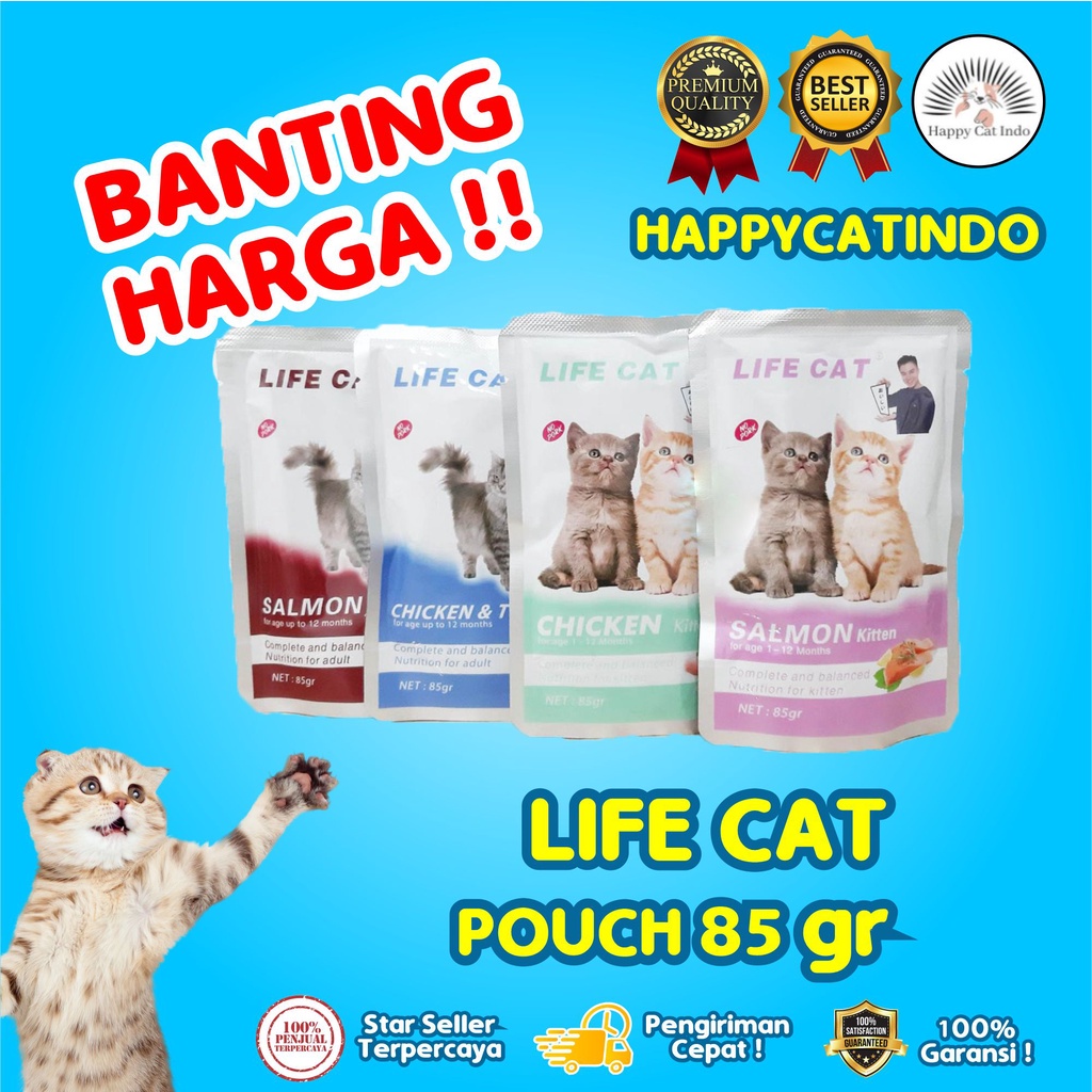 Makanan Basah Wet Cat Food Pouch LIFE CAT 85 GR