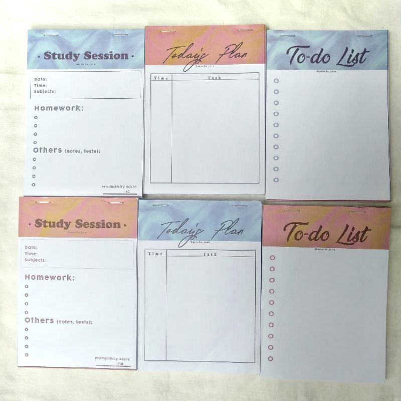 

Memopad planner To do list , Study Session , dan Today's Plan