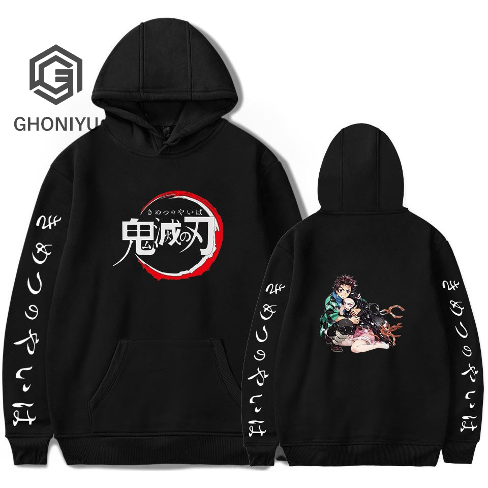 Jaket Jumbo Sweater Anime Kimetsu No Yaiba Demon Slayer Logo Hoodie Premium Jaket Pria Jaket Wanita