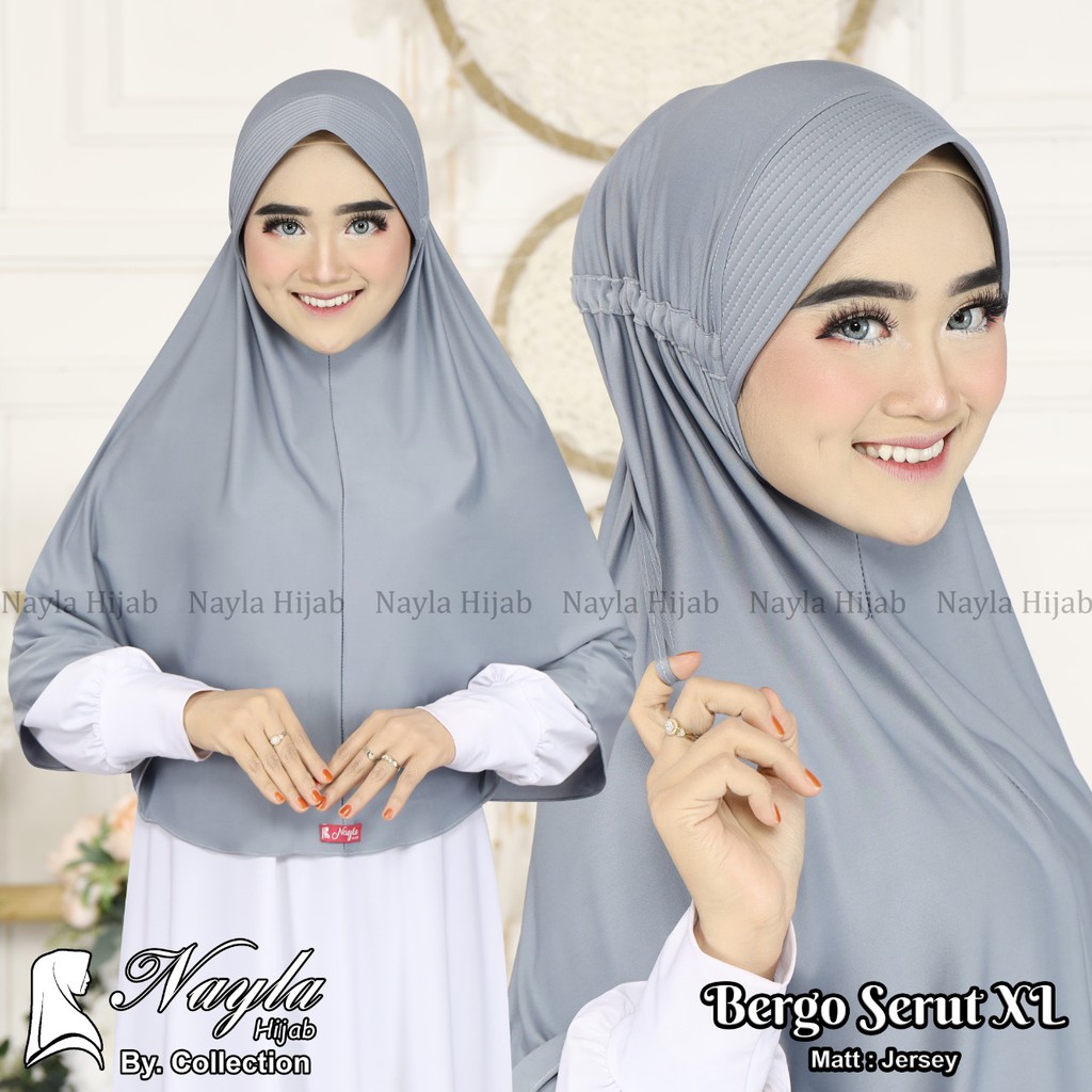 Jilbab Instan Bergo Serut M,L,XL Kerudung Instan Bergo Serut Original Nayla Hijab Bergo Serut Nayla Hija'b