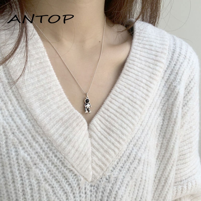 Kalung Couple Pasangan Liontin Astronot Hip Hop Pria Keren Necklace Choker ANTOP