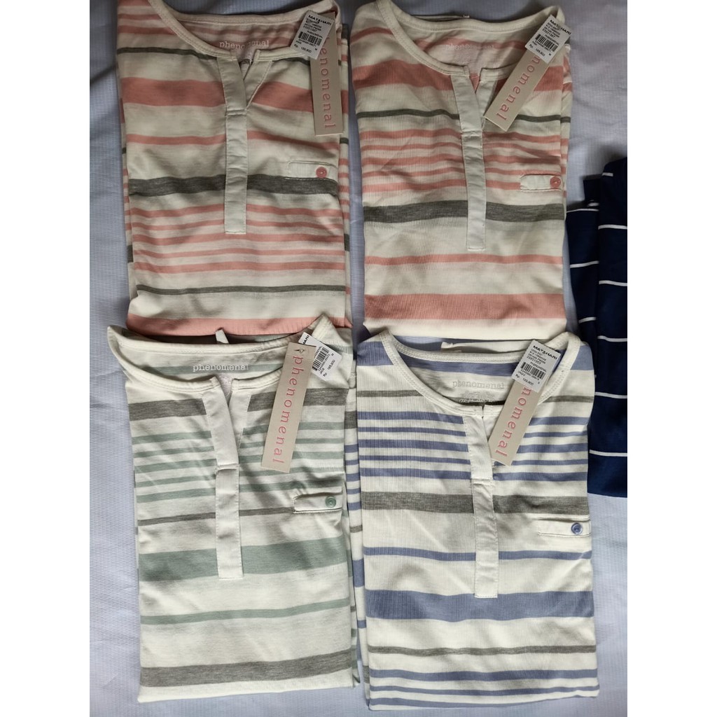 S/M/L-Blouse wanita Phenomenal Lengan 7/8/GARIS-GARIS-8