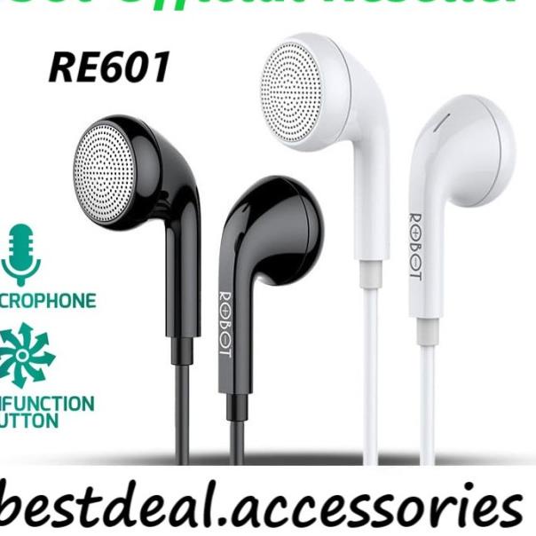 Robot RE601 Headset Wired Earphone Handsfree Lightweight Design - Hitam