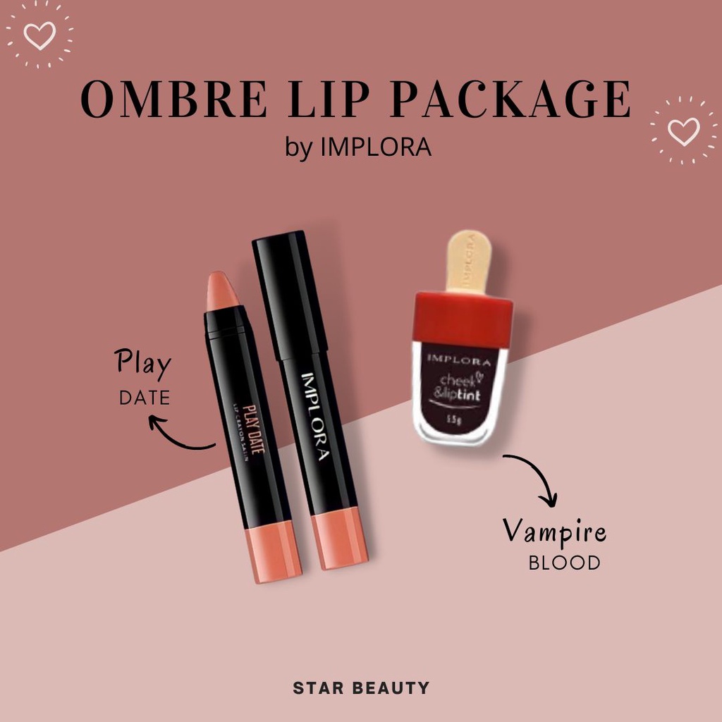 paket hemat ombre implora lip satin playdate + liptint vampire blood