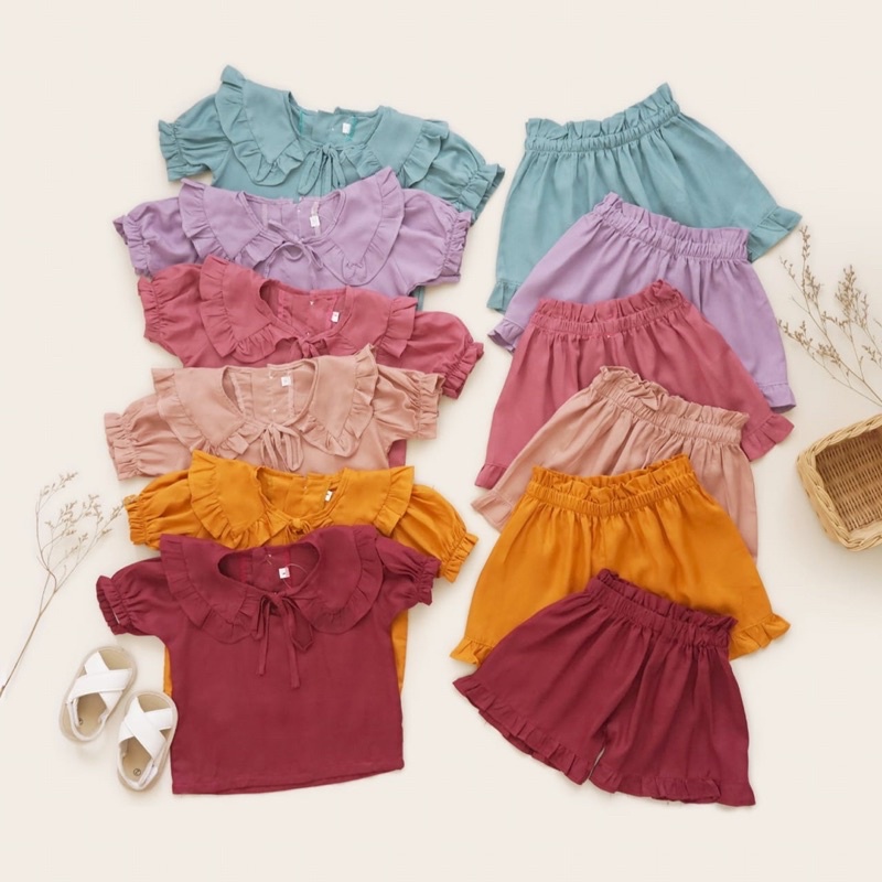 READY -->> Set soraya/Setelan Anak Pendek Rayon premium/Setelan rayon anak perempuan murah kualitas 