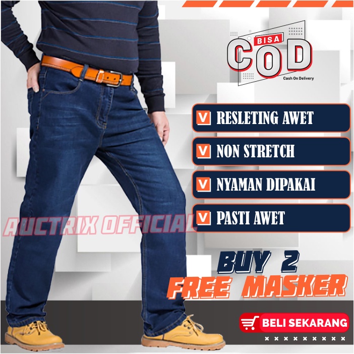 Celana Panjang Pria Jeans Big Size Jumbo Reguler Fit 27-44 Jens Laki laki Ukuran Besar Premium