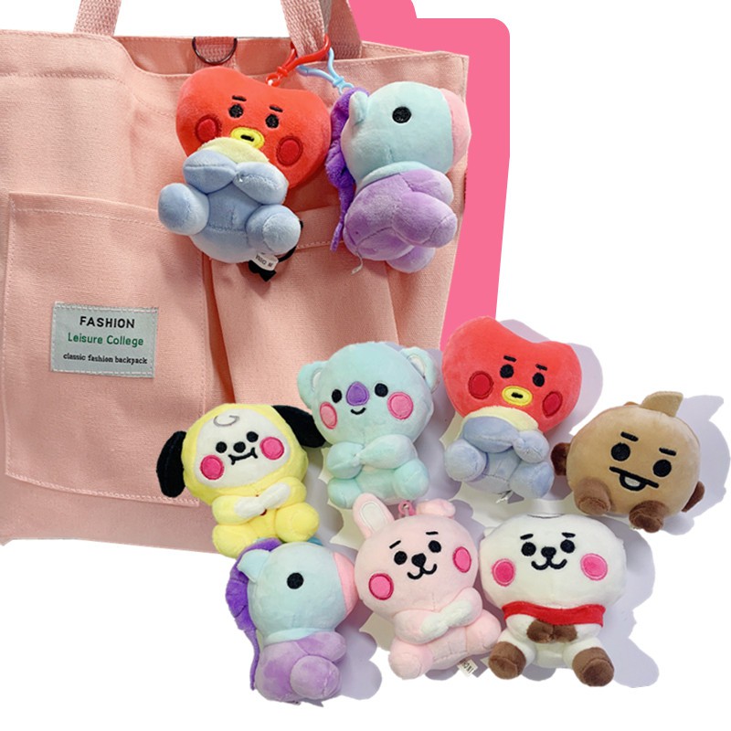 7pcs / Set Gantungan Kunci Boneka Kartun Kpop   Bahan Plush Charms