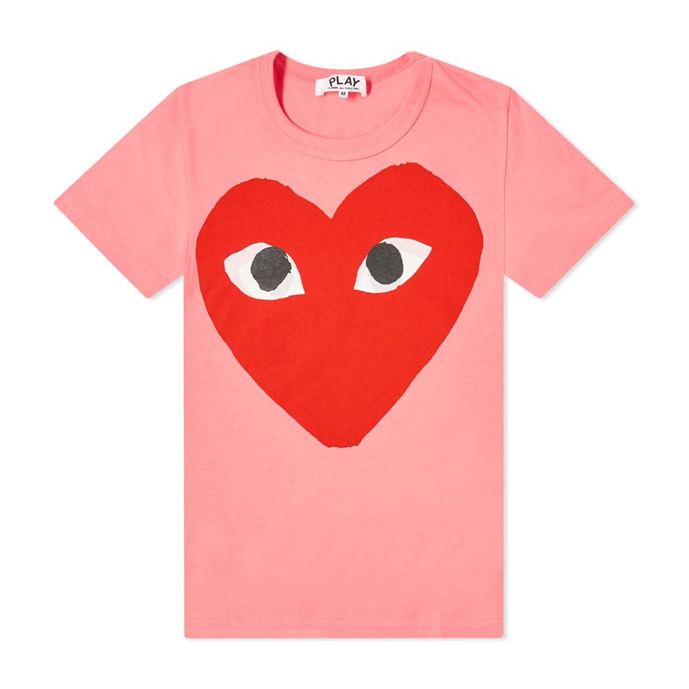 CDG Women Big Red Heart Tee Pink 100% Original