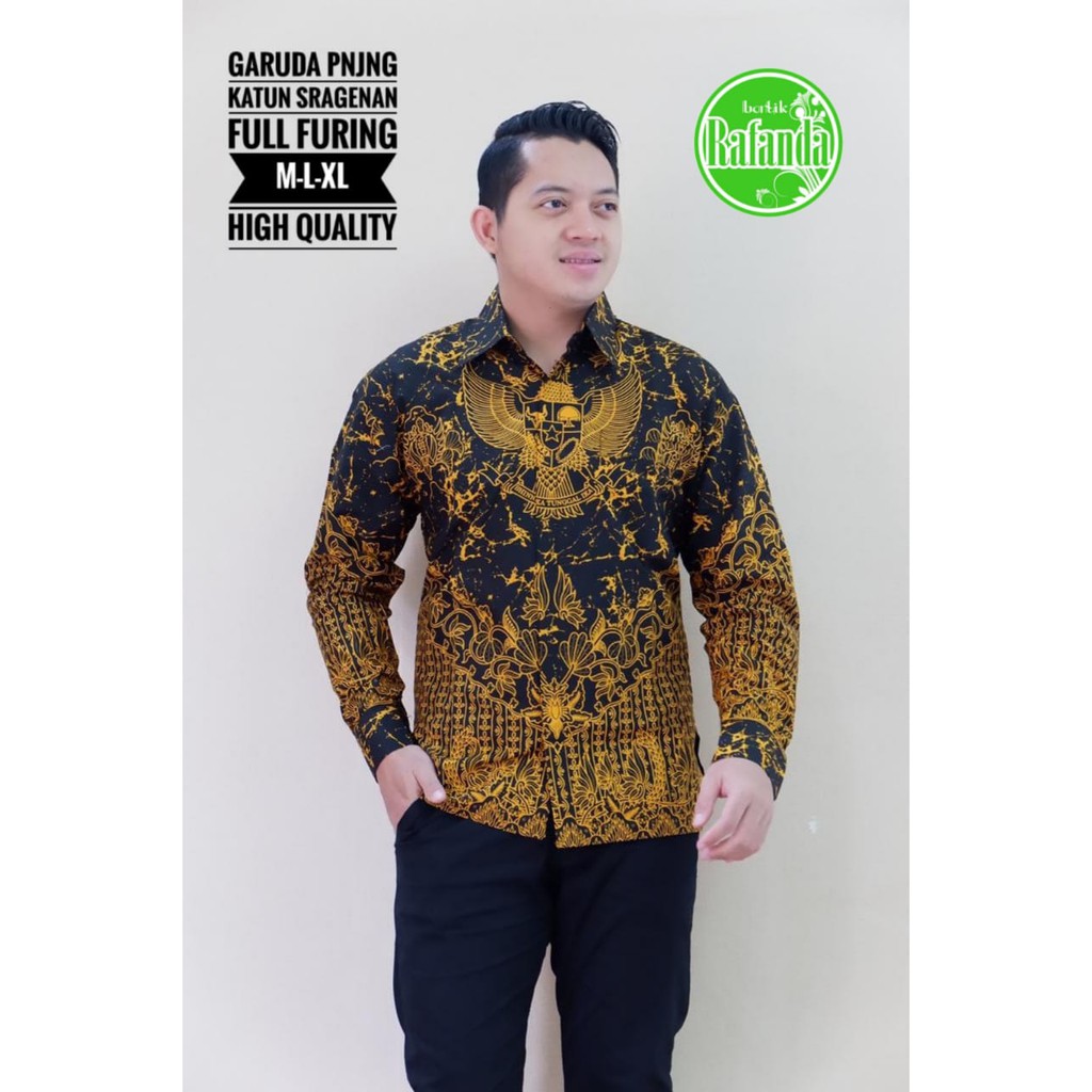 GARUDA PANJANG Atasan Kemeja Batik Pria Lapis Furing PREMIUM Lengan Panjang Batik Rafanda Solo