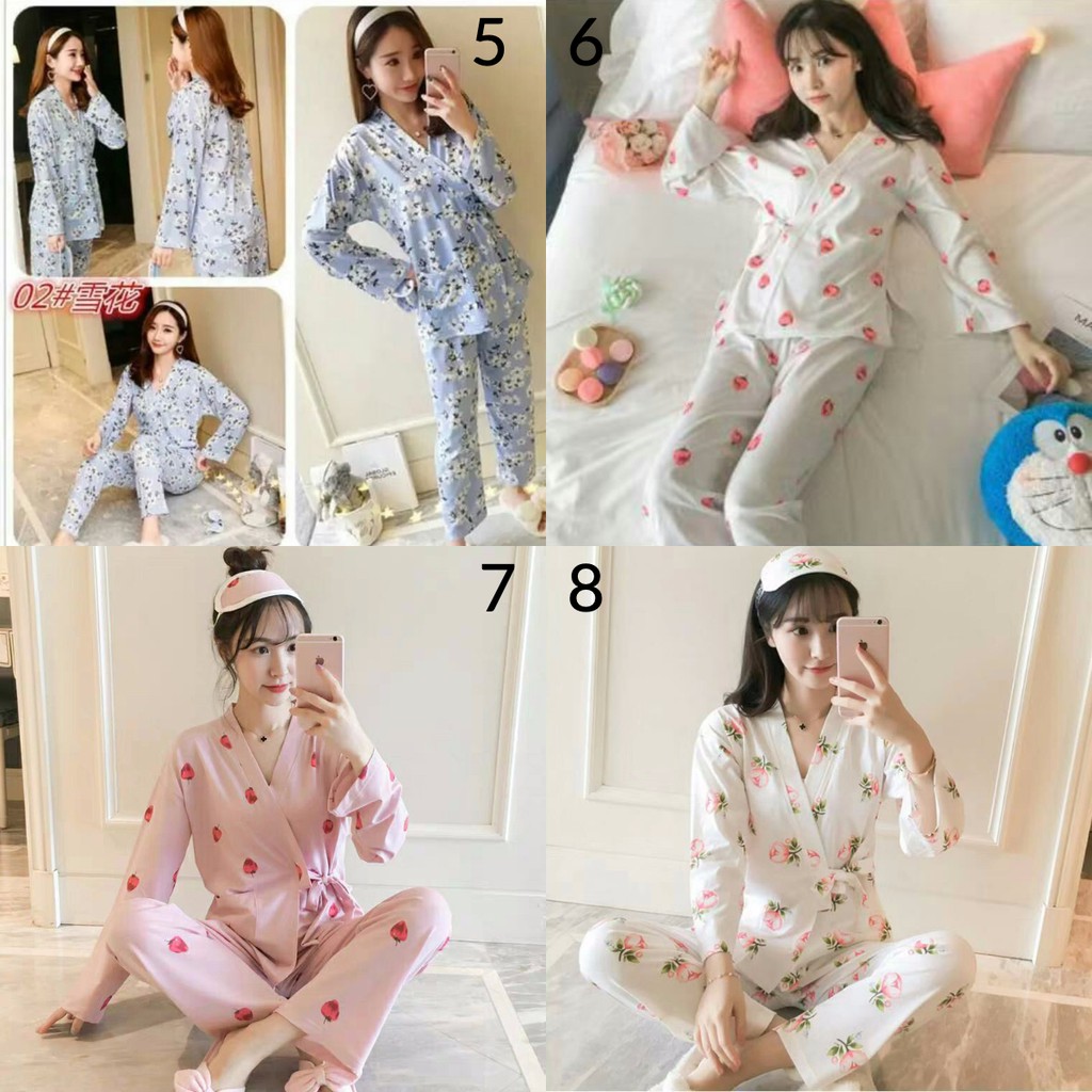 Kimono import / baju tidur wanita / celana panjang / kimono import bahan katun