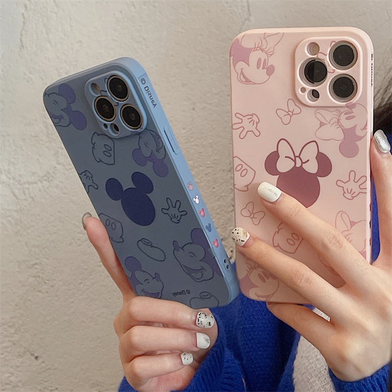 Liquid silicone Mickey casing iphone 13 12 11 pro X Xs max 7 8 plus SE2020 Disney case iphone couple