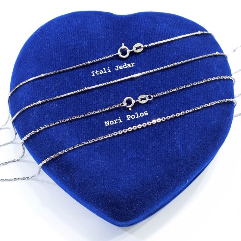 SET KALUNG PERAK ASLI SILVER WANITA 925 LAPIS EMAS PUTIH MODEL LIONTIN LOVE PANAH POLOS - PERHIASAN PERAK WANITA