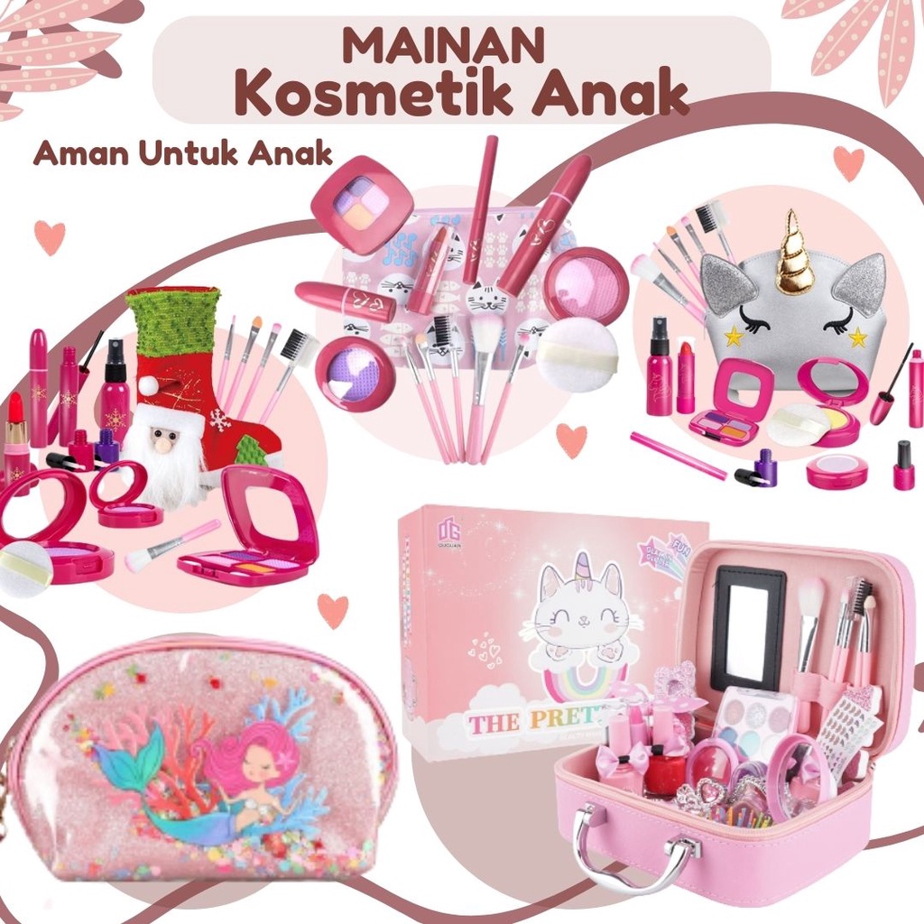 Mainan Kosmetik Anak Perempuan Mainan Make Up Anak Cewek Children Pretend Plays Kado Anak Rias Wajah Tas Kosmetik Anak Make Up KIt Set