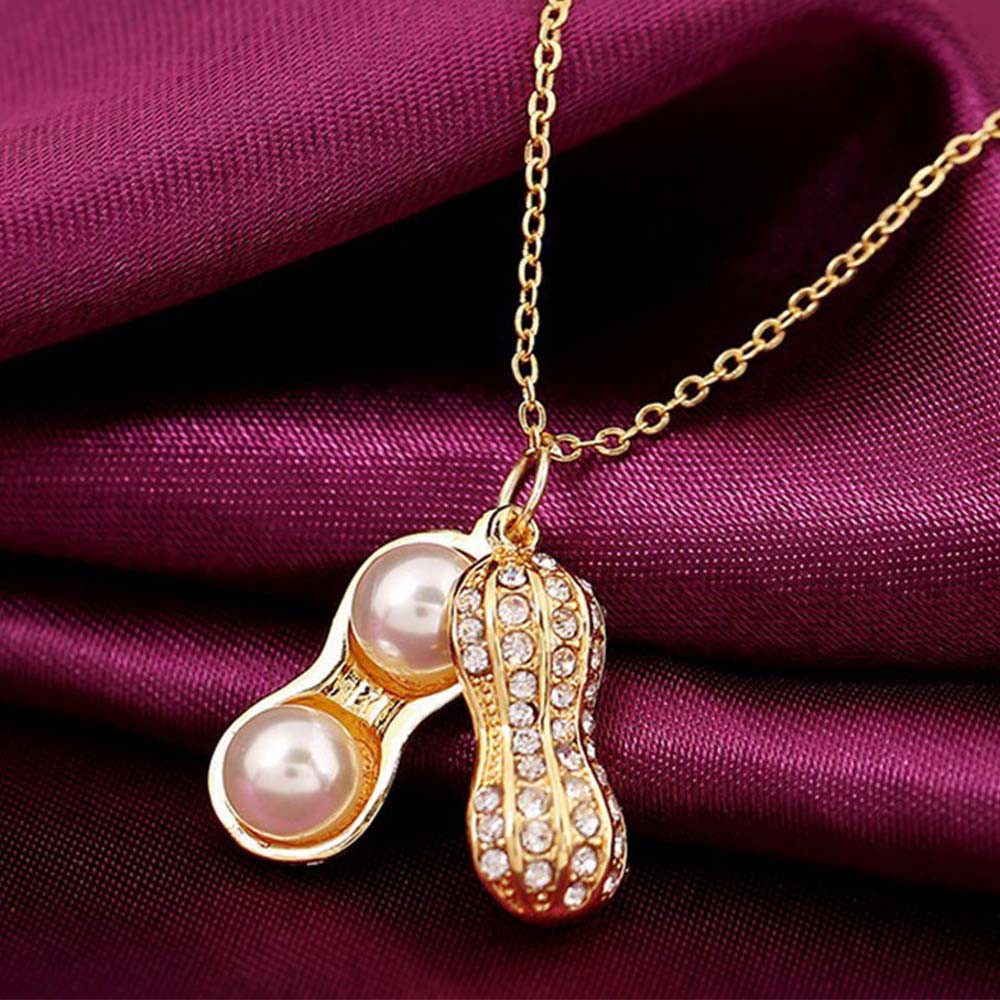 Kalung Rantai dengan Liontin Mutiara Bahan Alloy untuk Hadiah