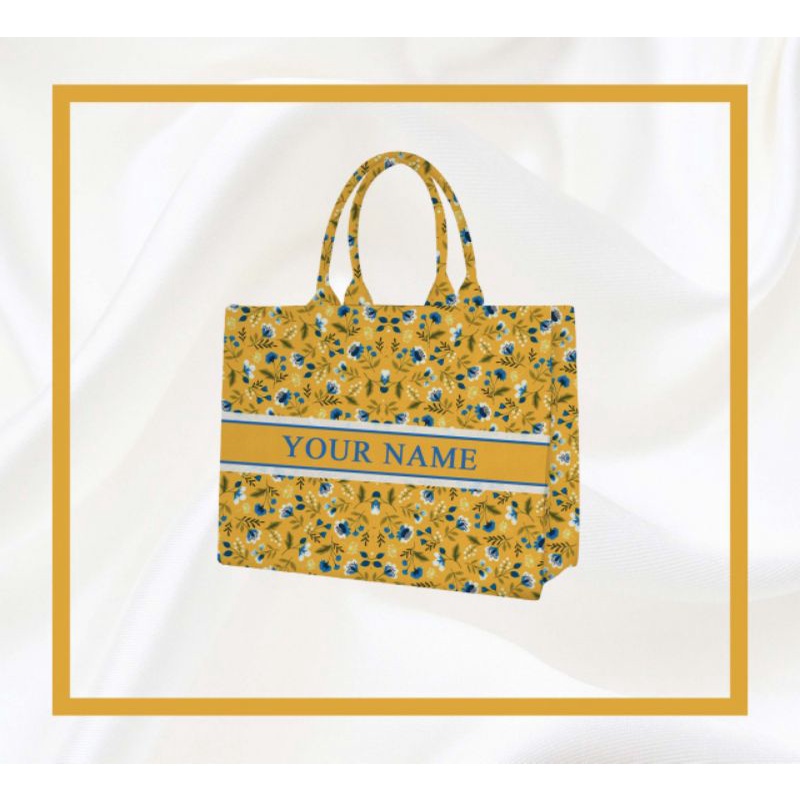 Tas Custom Print Motif Flower Bunga Kecil Kuning